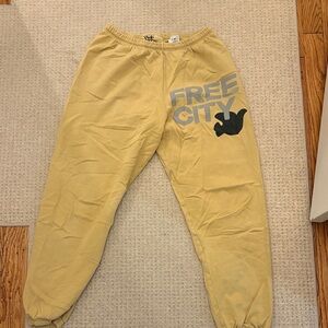 freecity Kids Beige Joggers with Gray Logo